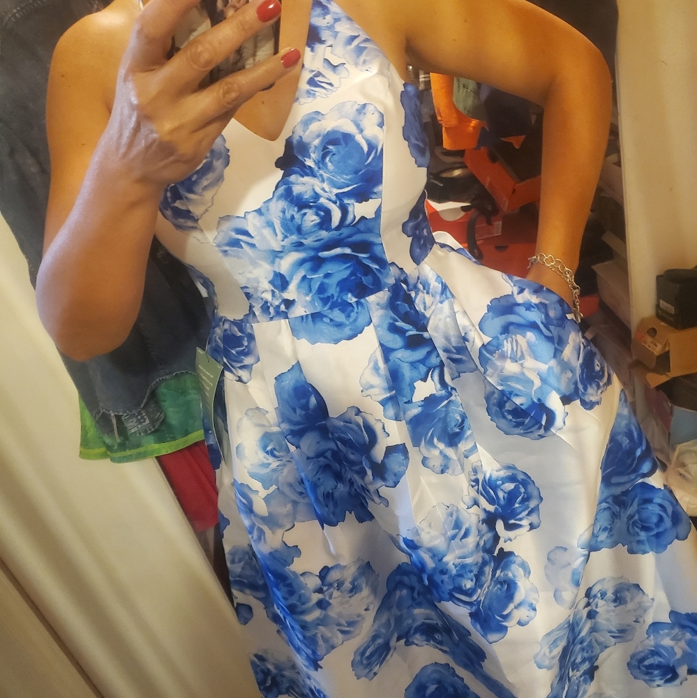 Beautiful new gown with tags. A bit too small for my 34DD bust. make me an offer